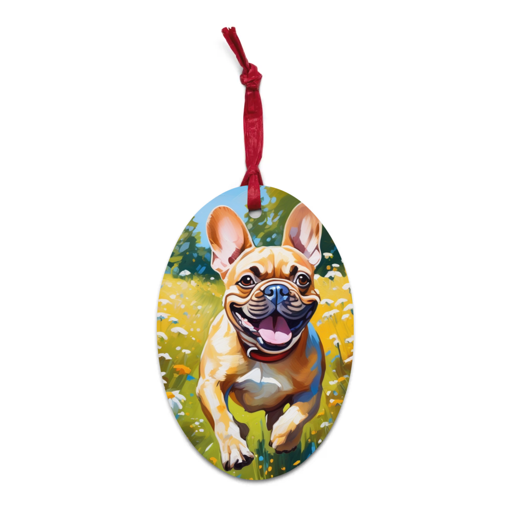 PugMug Custom Tan French Bulldog Wooden Ornament