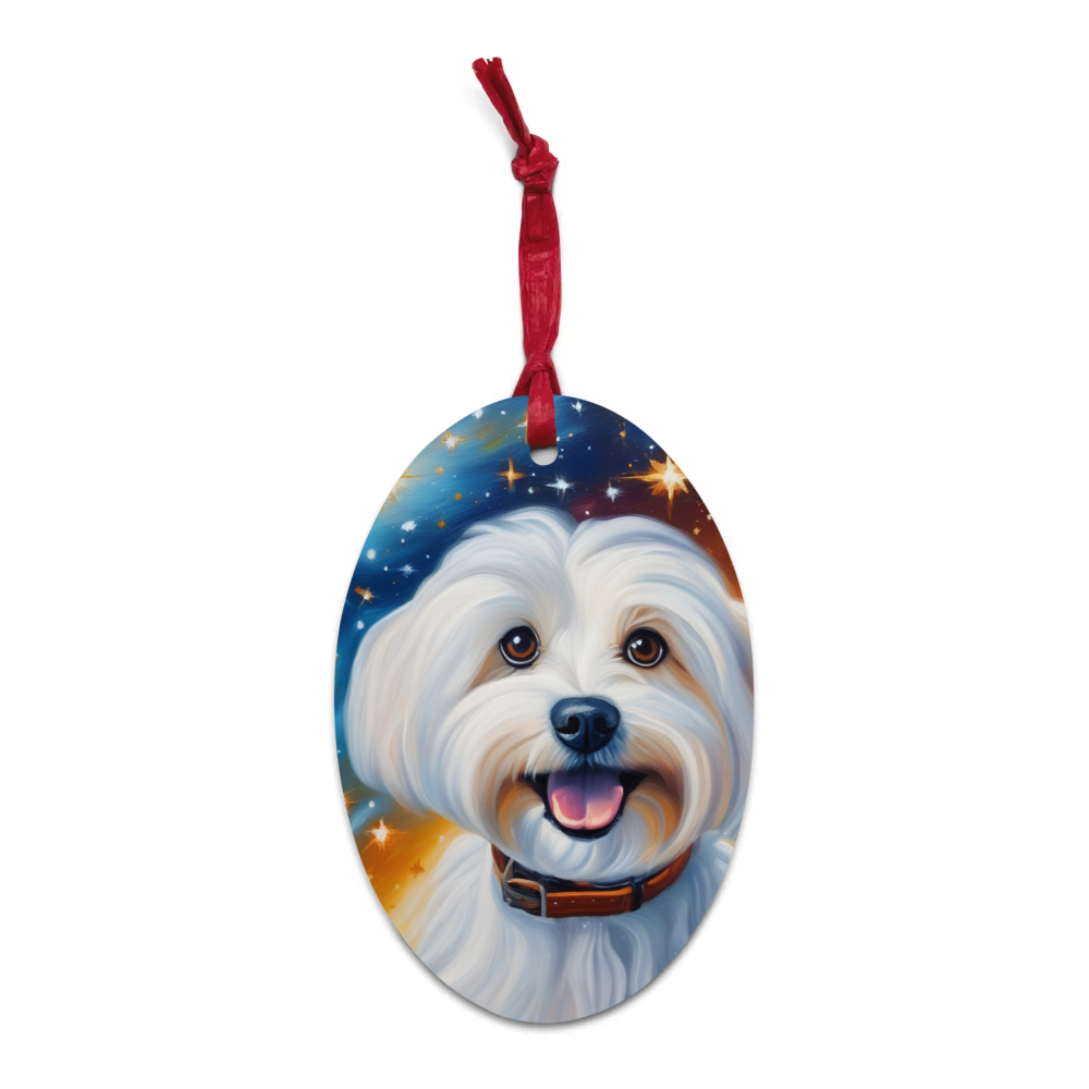 PugMug Custom White Havanese Dog Wooden Ornament