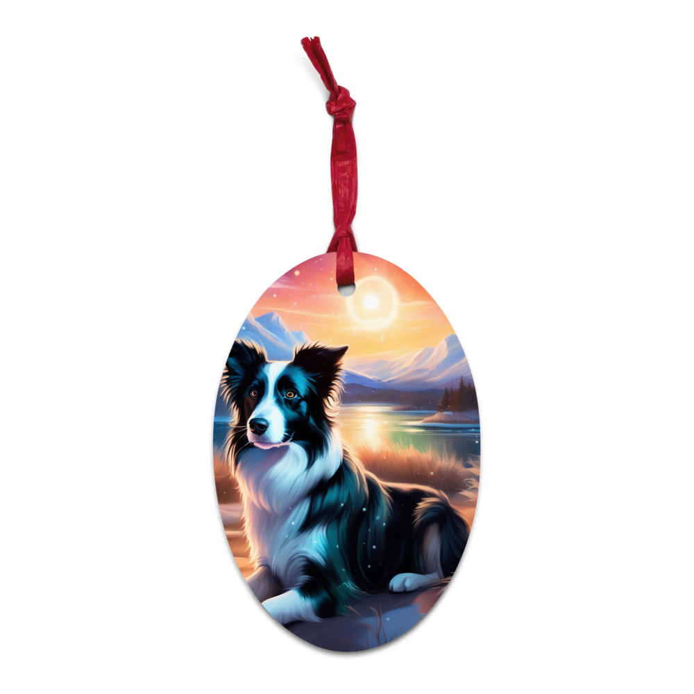 PugMug Custom Border Collie Wooden Ornament