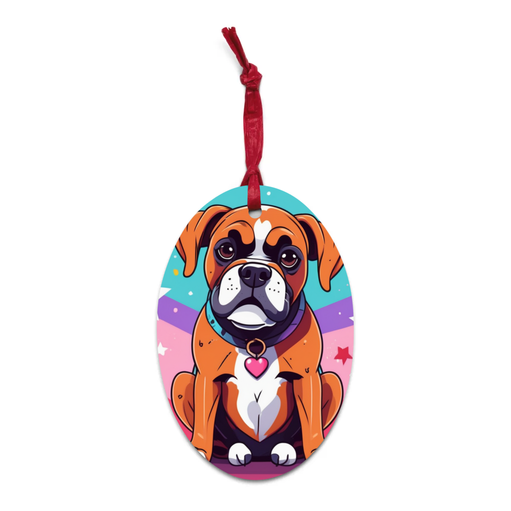 PugMug Custom Boxer Dog Wooden Ornament