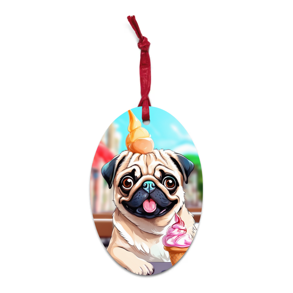 PugMug Custom Pug Wooden Ornament