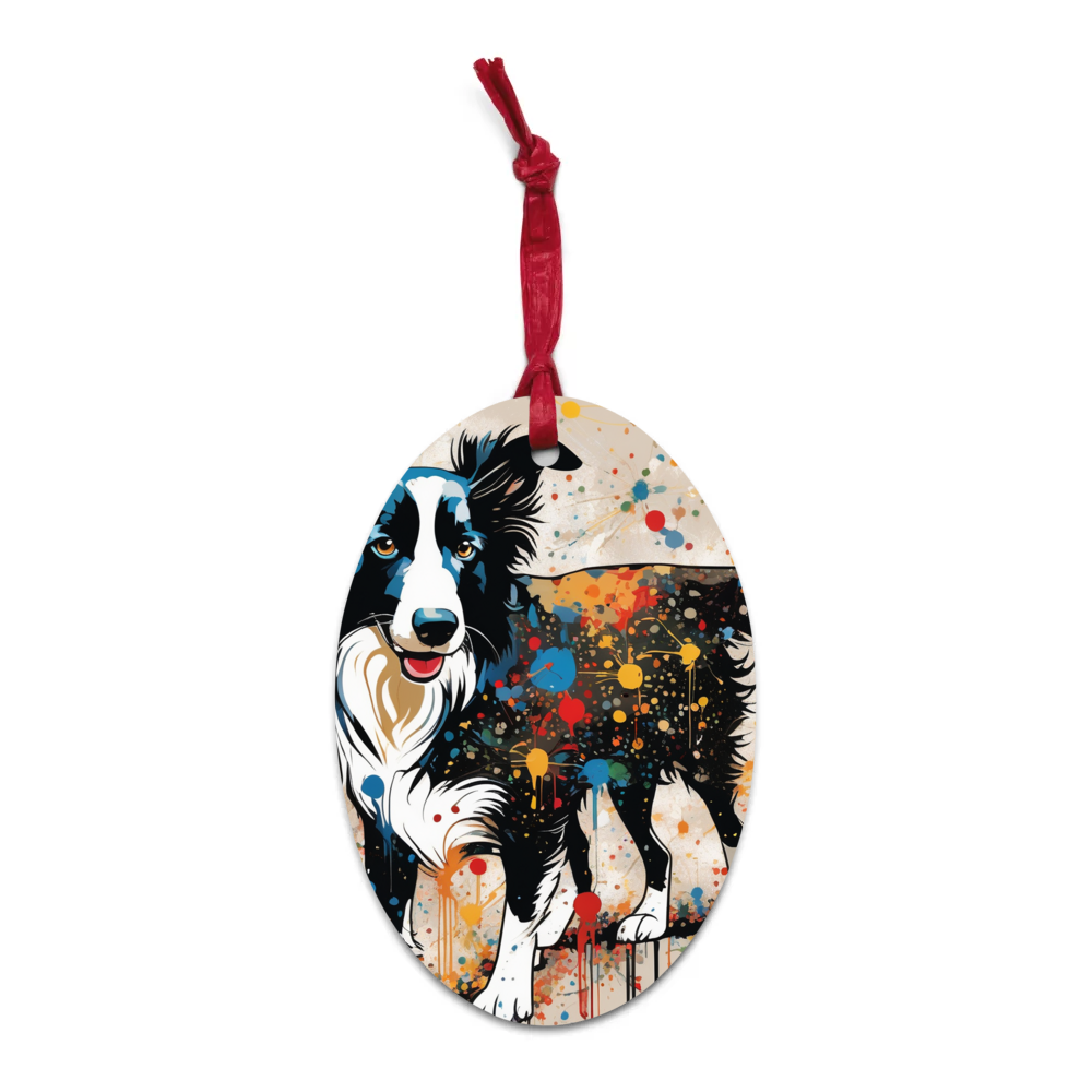 PugMug Custom Border Collie Wooden Ornament