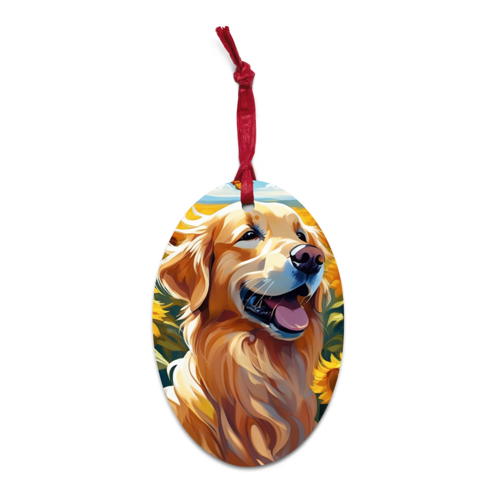 PugMug Custom Golden Retriever Wooden Ornament