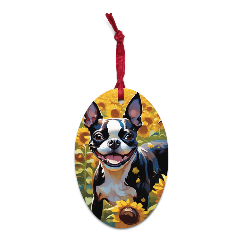 PugMug Custom Boston Terrier Wooden Ornament