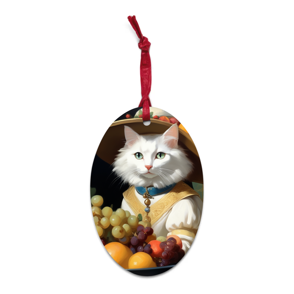 PugMug Custom White Companion Cat Wooden Ornament