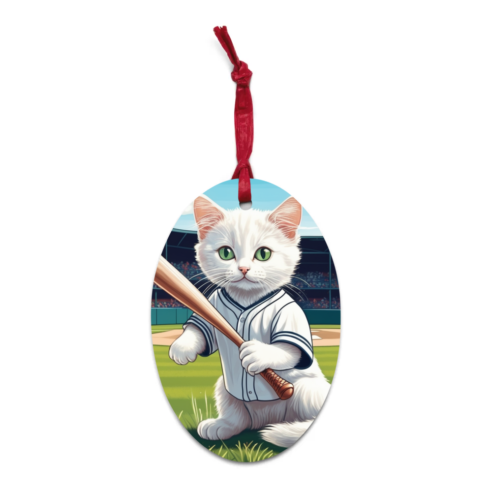 PugMug Custom White Companion Cat Wooden Ornament