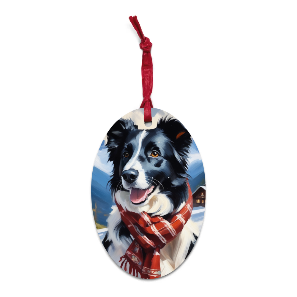 PugMug Custom Border Collie Wooden Ornament