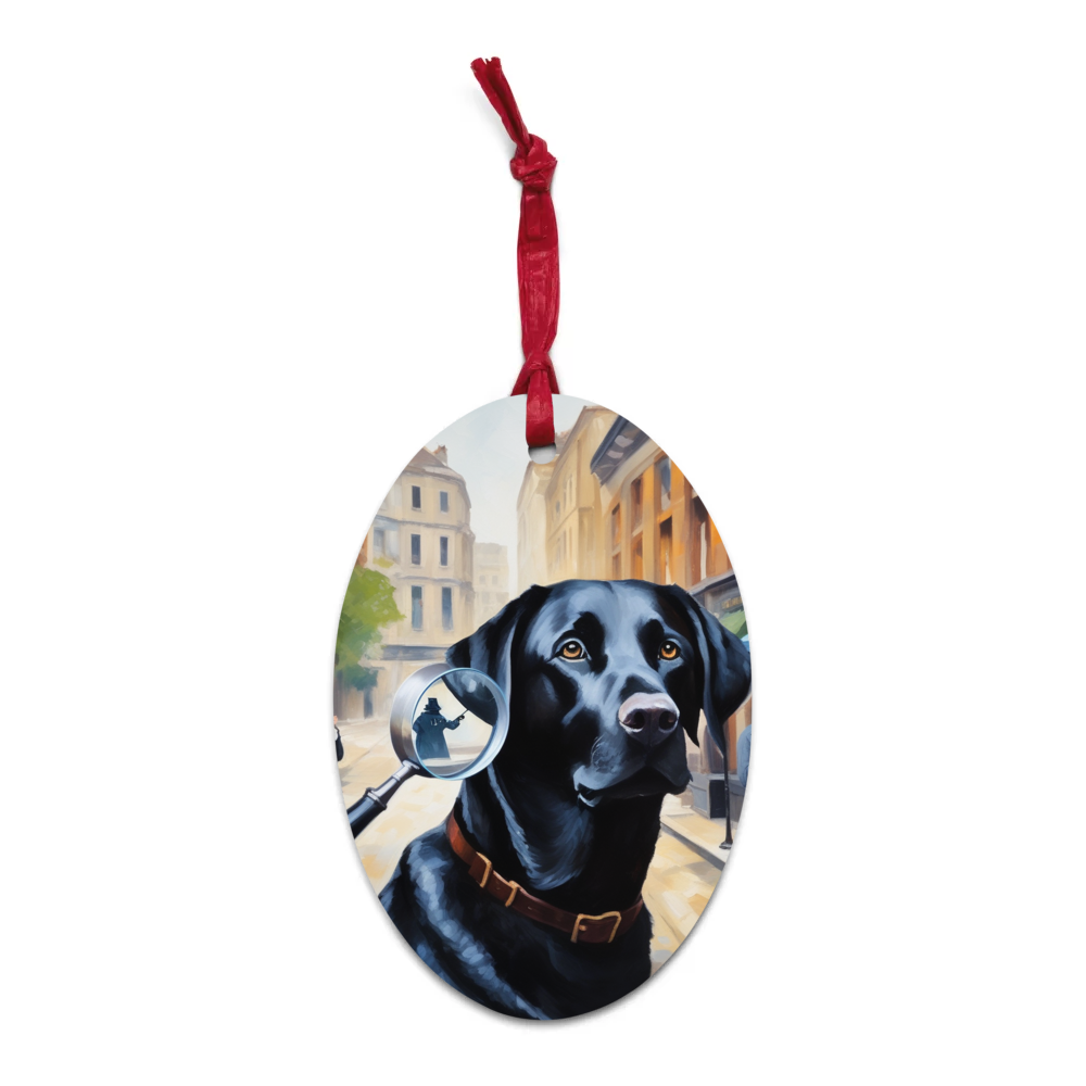 PugMug Custom Black Labrador Retriever Wooden Ornament