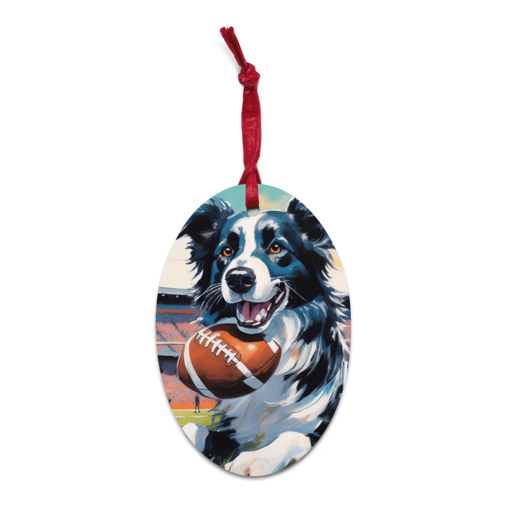PugMug Custom Border Collie Wooden Ornament