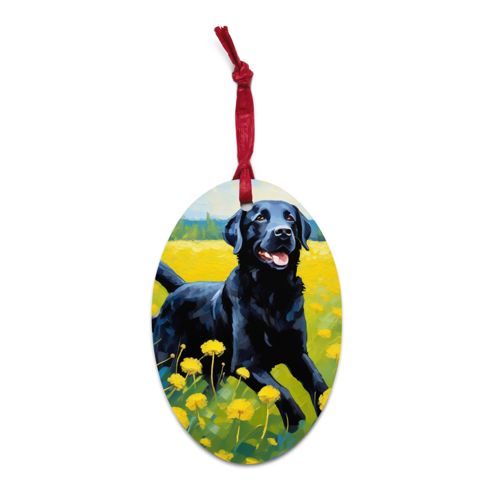 PugMug Custom Black Labrador Retriever Wooden Ornament