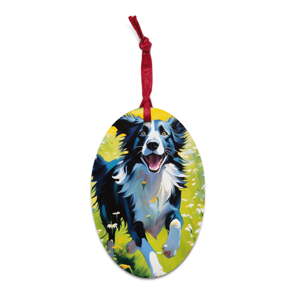 PugMug Custom Border Collie Wooden Ornament
