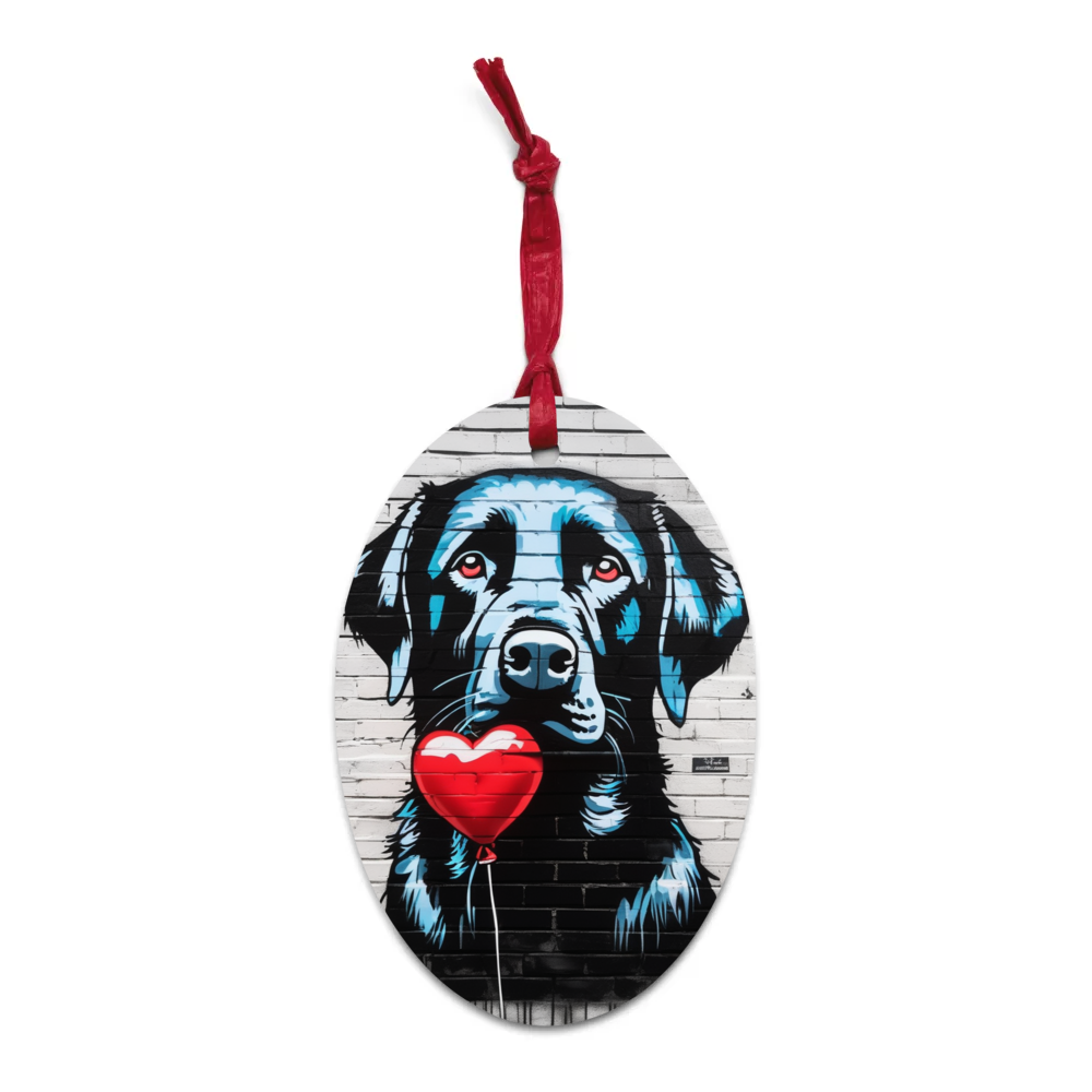 PugMug Custom Black Labrador Retriever Wooden Ornament