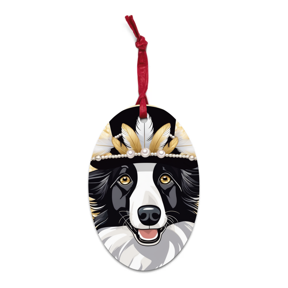PugMug Custom Border Collie Wooden Ornament