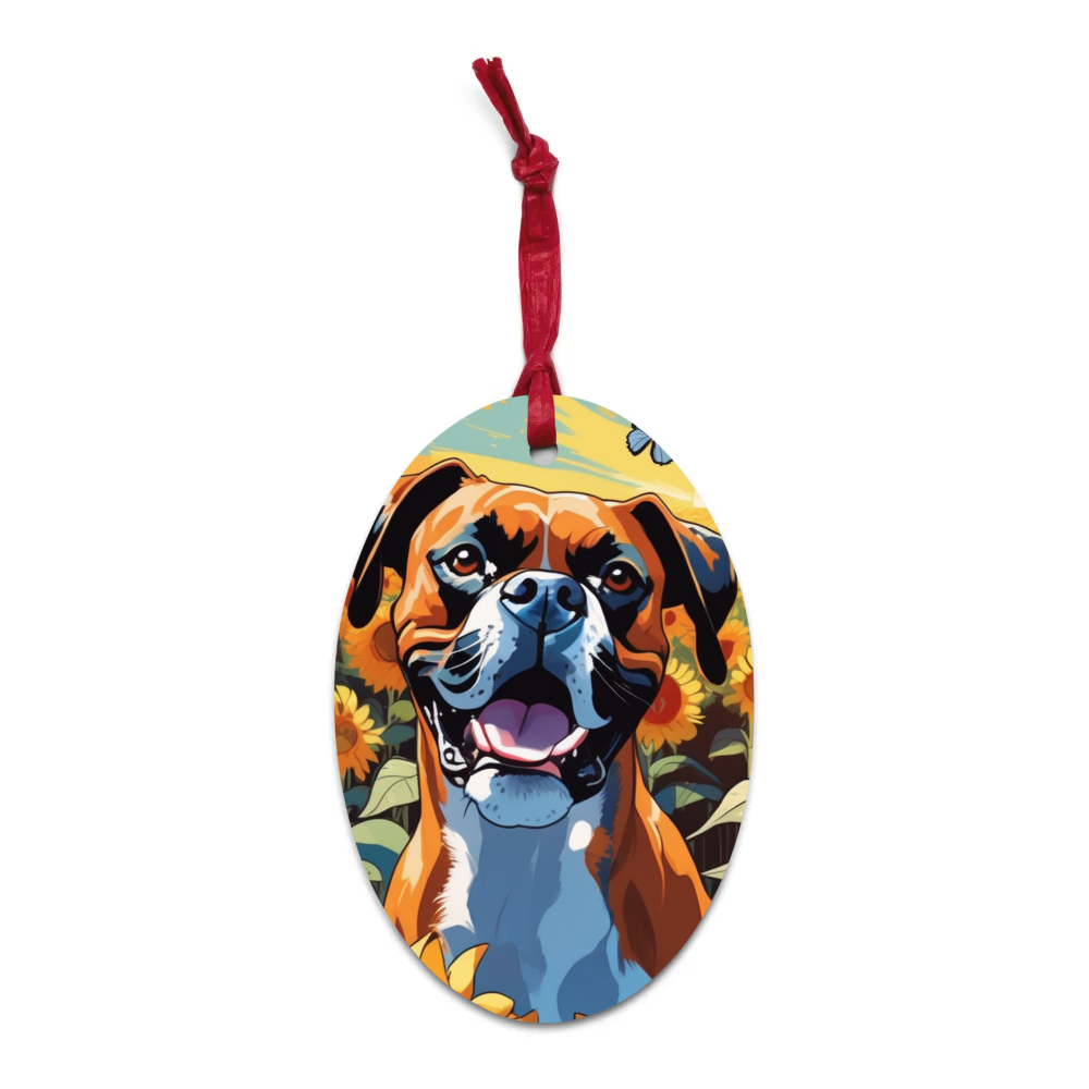 PugMug Custom Boxer Dog Wooden Ornament