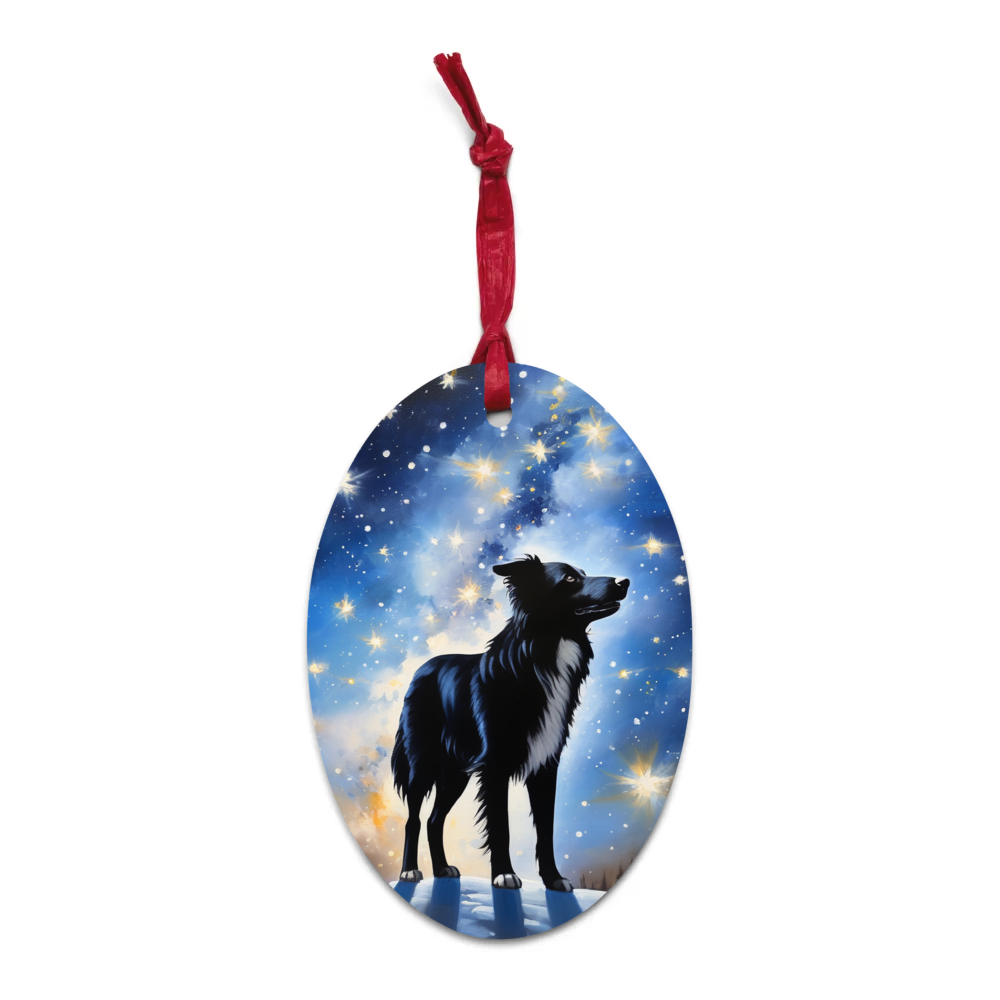 PugMug Custom Border Collie Wooden Ornament