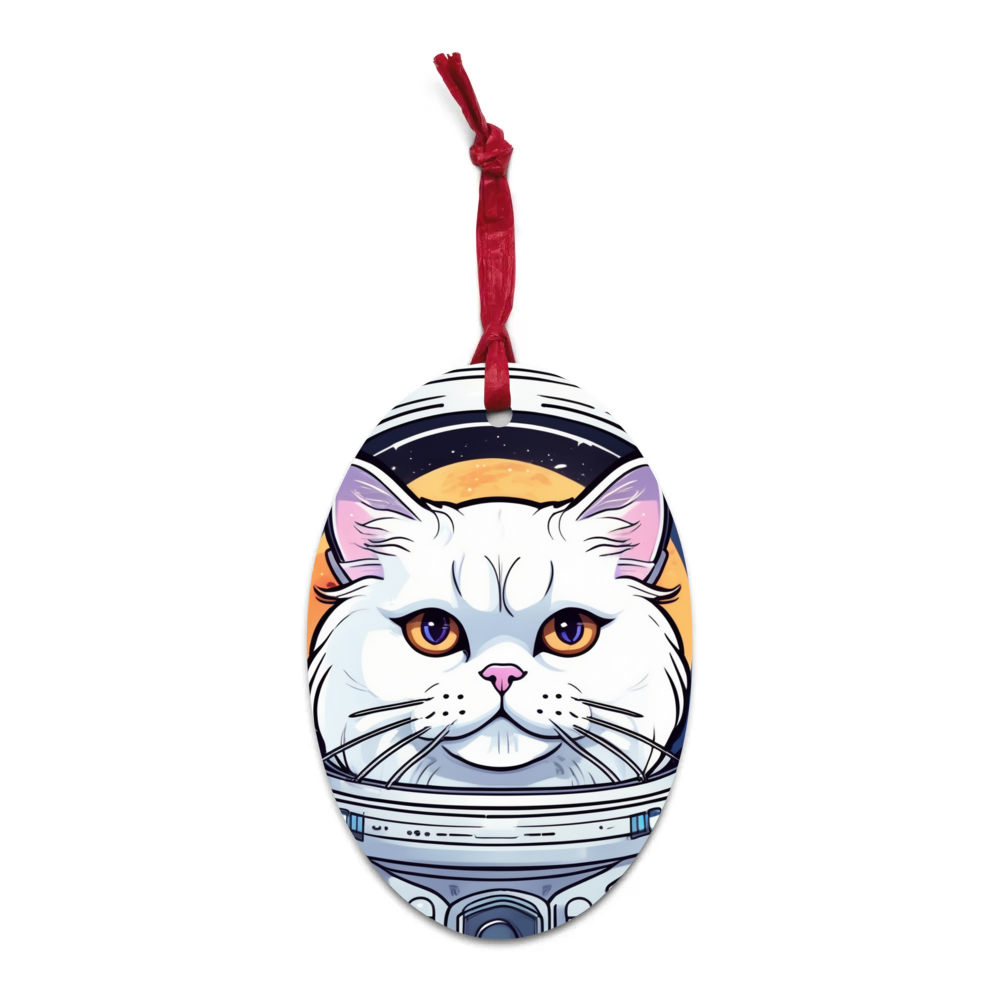 PugMug Custom White Persian Cat Wooden Ornament