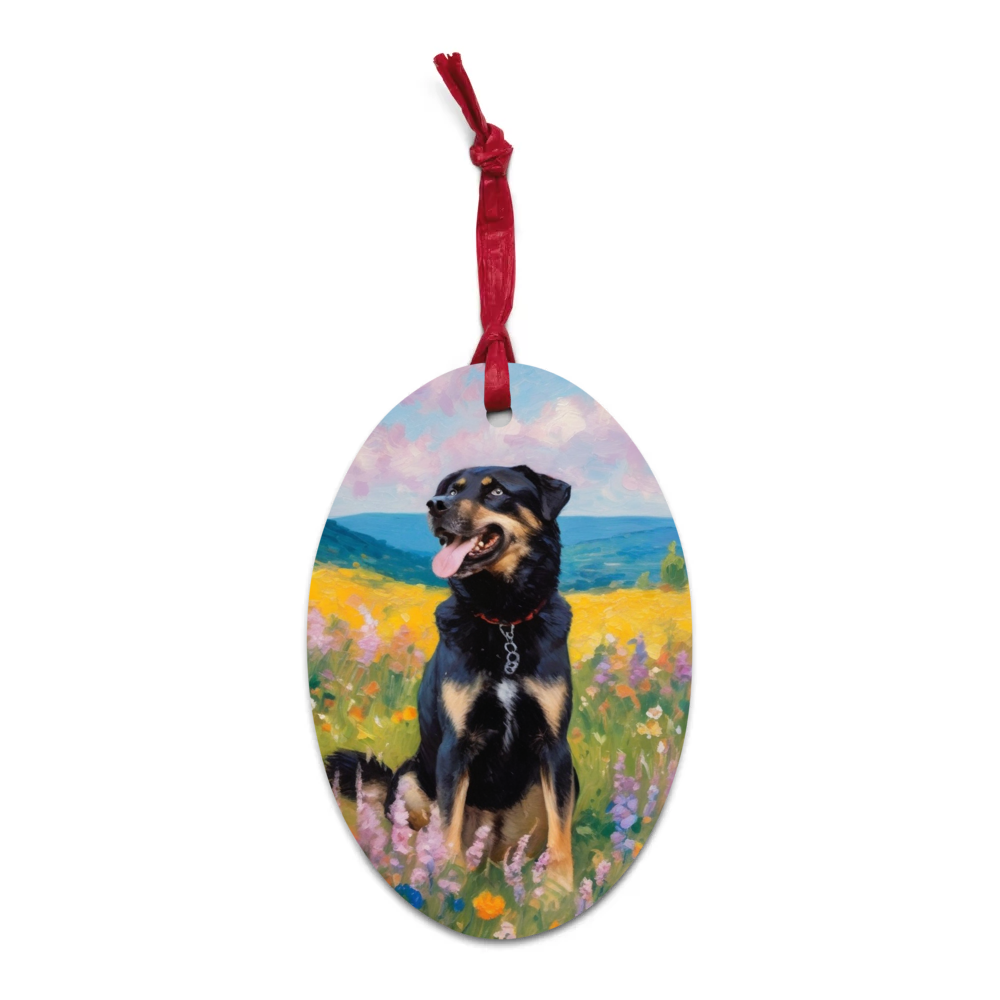 PugMug Custom Blue Wooden Ornament