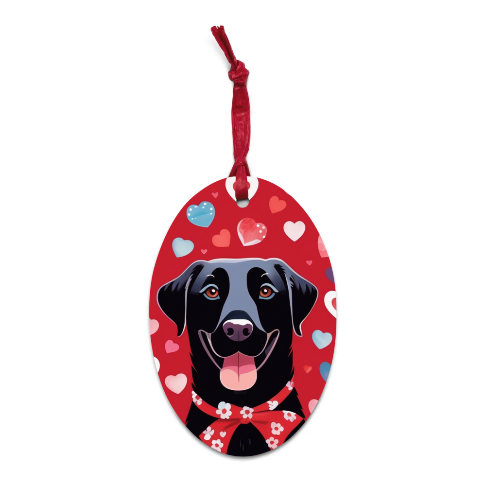 PugMug Custom Black Labrador Retriever Wooden Ornament