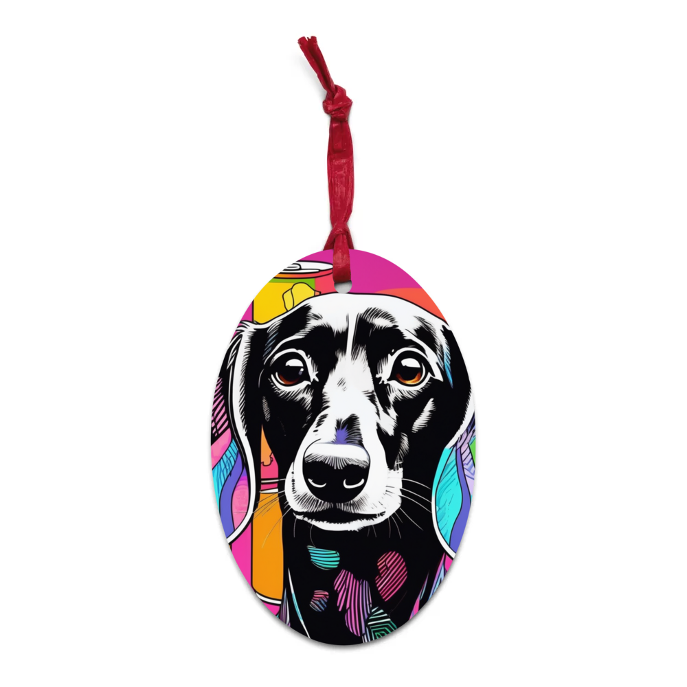 PugMug Custom Black Dachshund Wooden Ornament