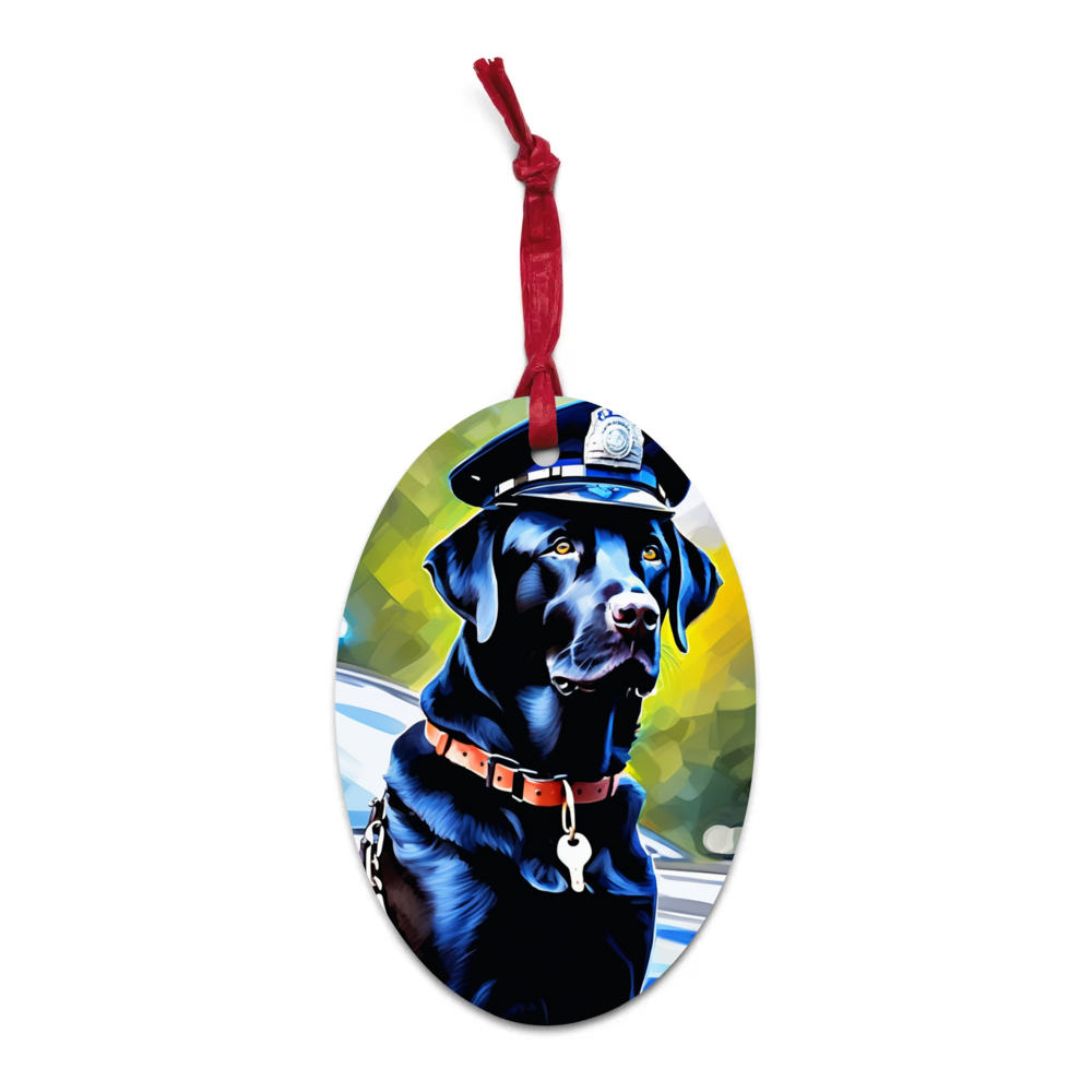 PugMug Custom Black Labrador Retriever Wooden Ornament