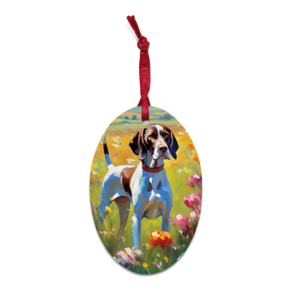 PugMug Custom Pointer Dog Wooden Ornament