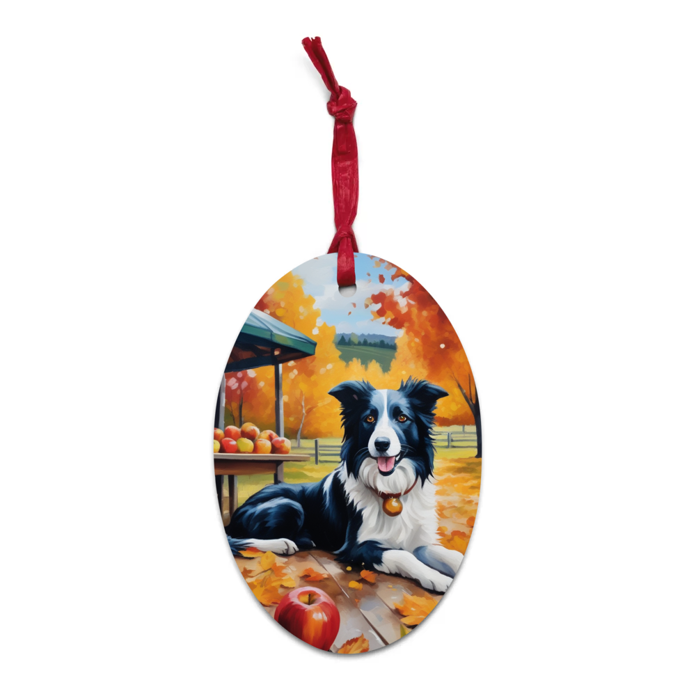 PugMug Custom Border Collie Wooden Ornament