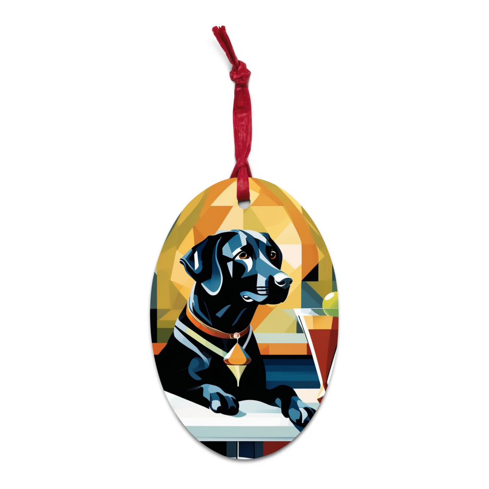 PugMug Custom Black Labrador Retriever Wooden Ornament