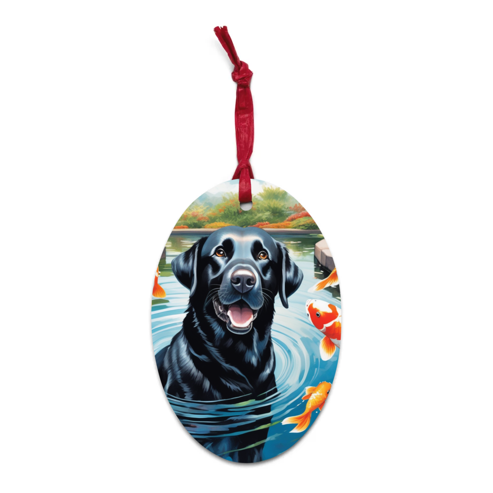 PugMug Custom Black Labrador Retriever Wooden Ornament