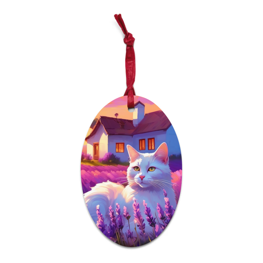 PugMug Custom White Companion Cat Wooden Ornament