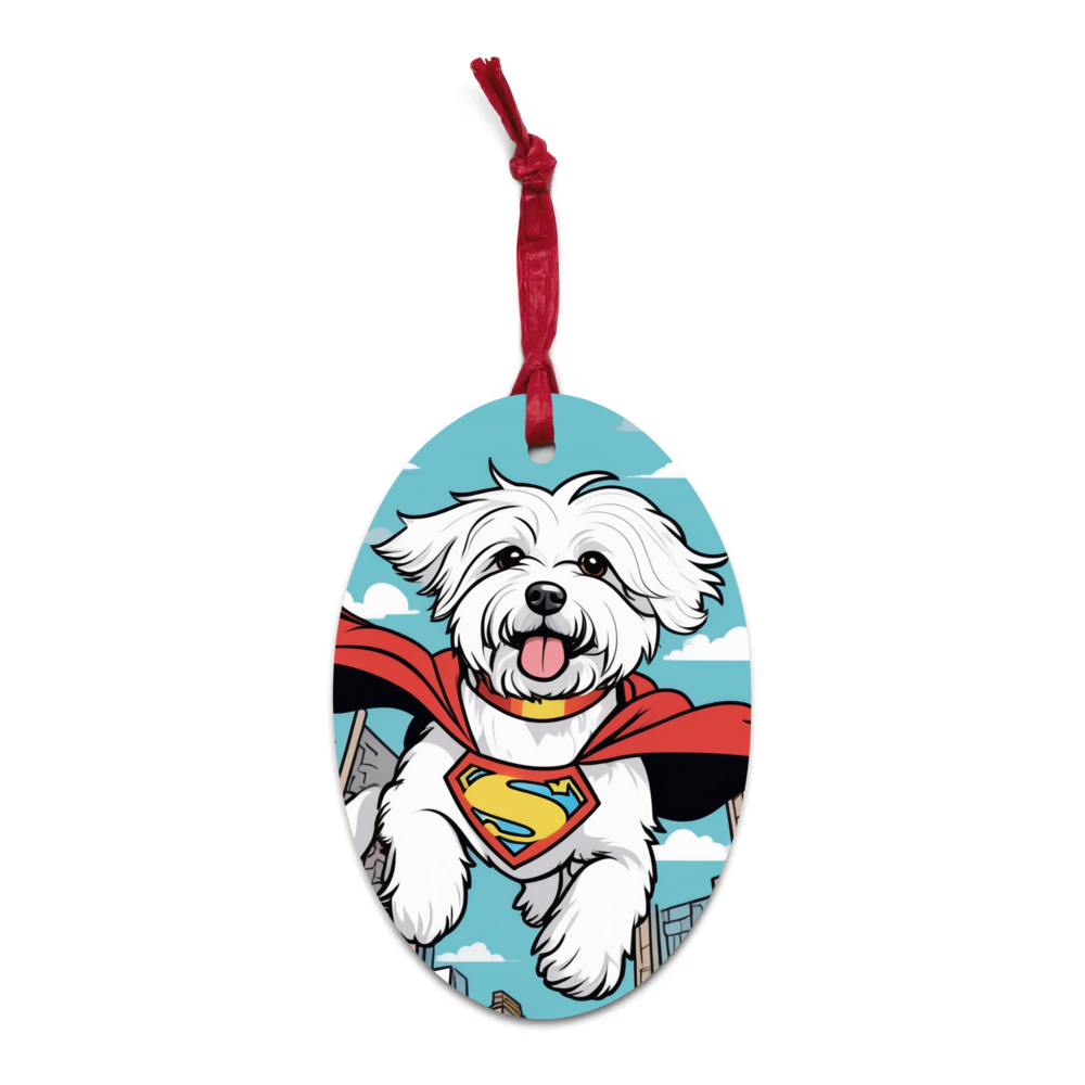 PugMug Custom White Havanese Dog Wooden Ornament