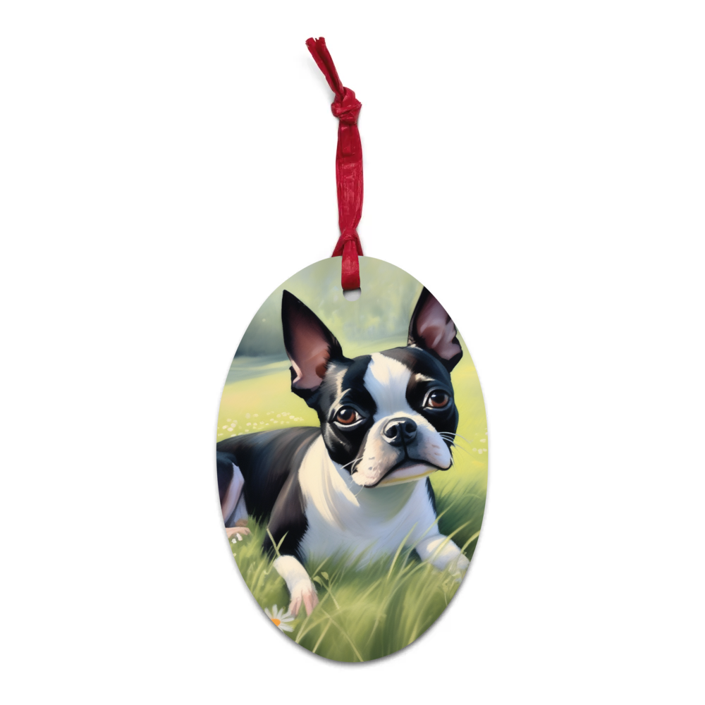 PugMug Custom Boston Terrier Wooden Ornament