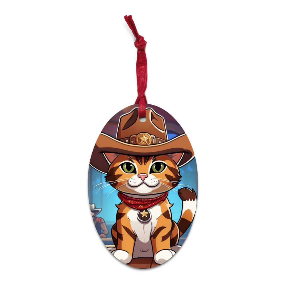 PugMug Custom Tabby Exotic Cat Wooden Ornament