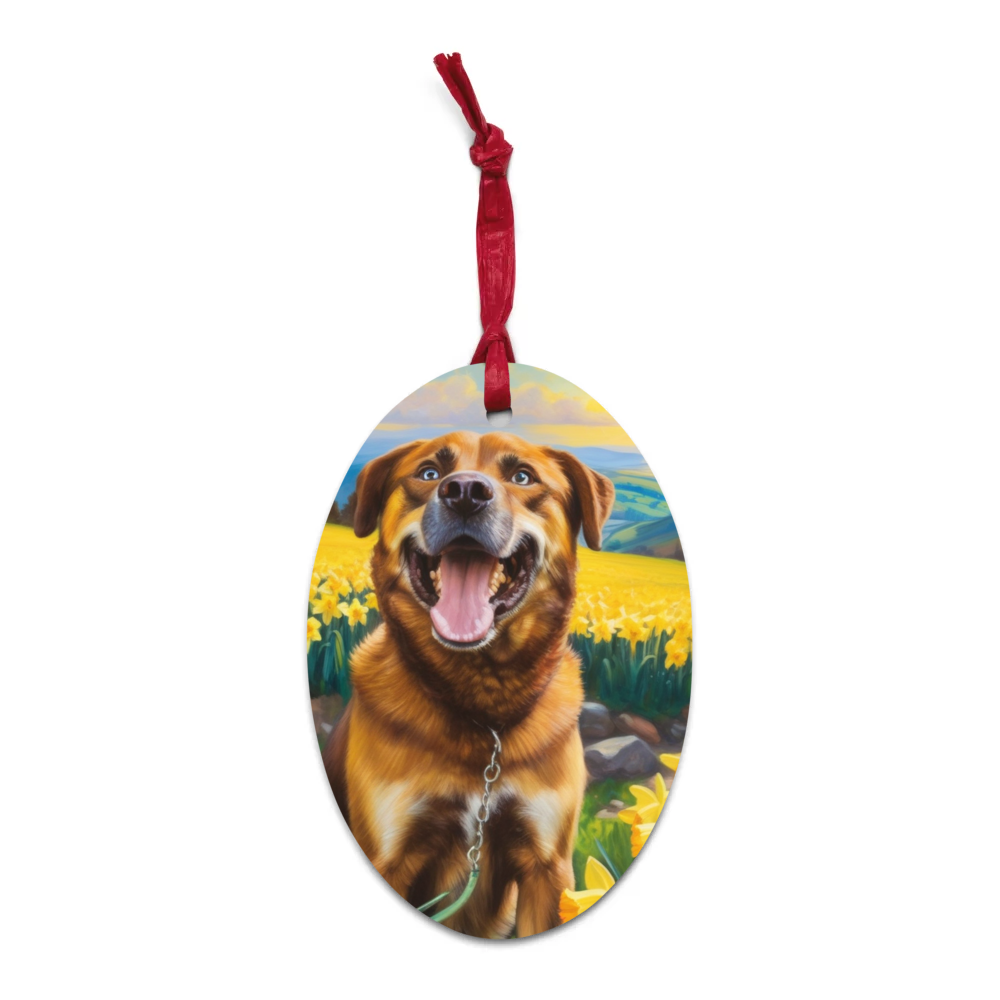 PugMug Custom Blue Wooden Ornament