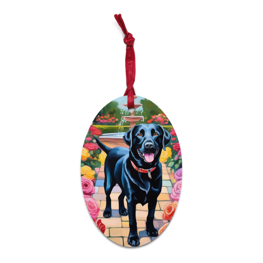 PugMug Custom Black Labrador Retriever Wooden Ornament