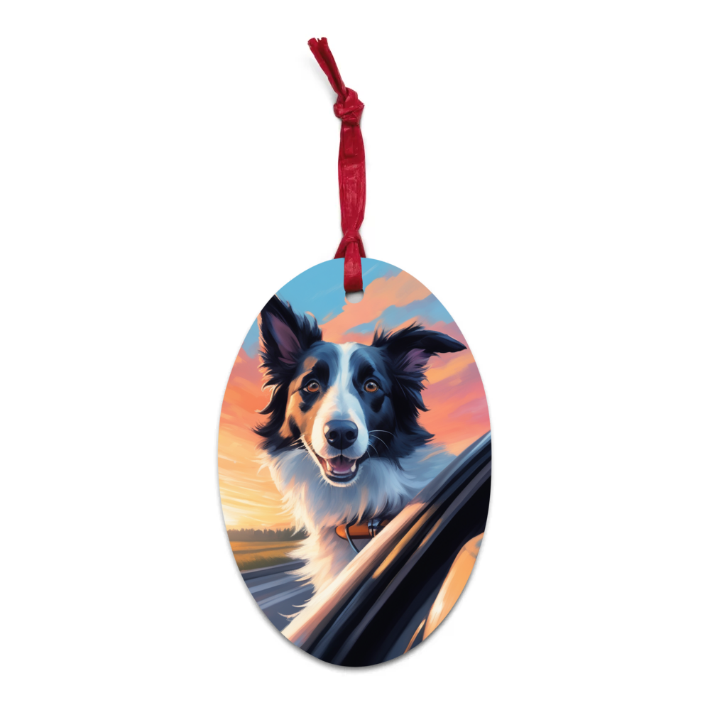 PugMug Custom Border Collie Wooden Ornament