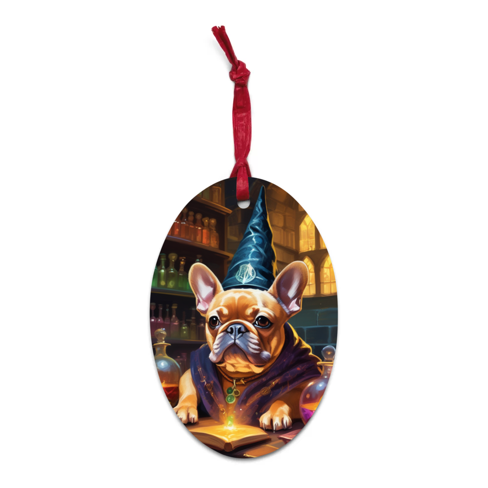 PugMug Custom Tan French Bulldog Wooden Ornament