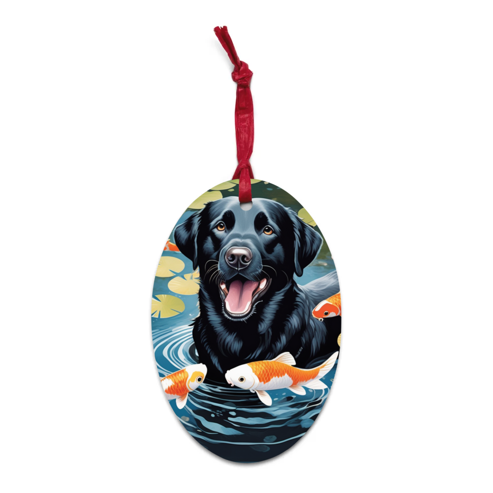 PugMug Custom Black Labrador Retriever Wooden Ornament