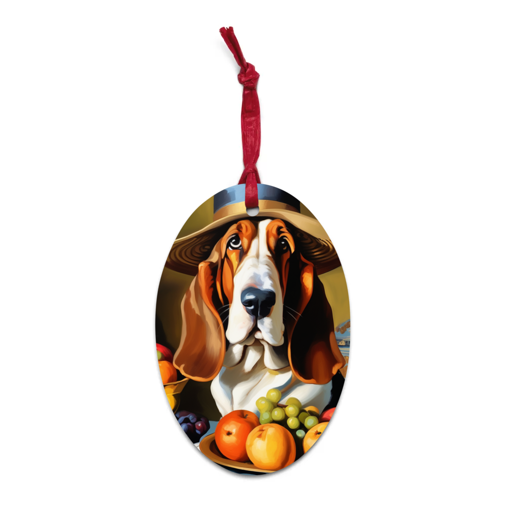 PugMug Custom Basset Hound Wooden Ornament