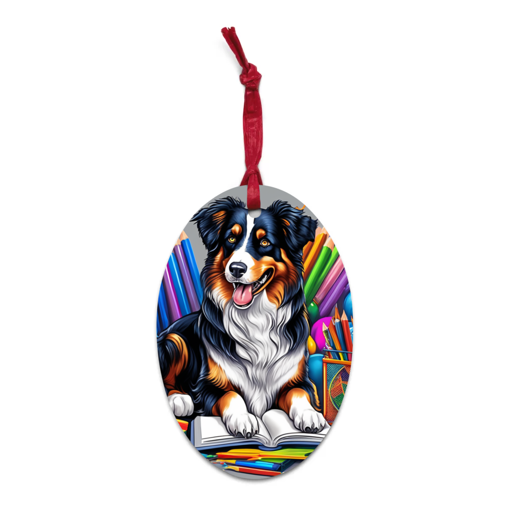 PugMug Custom Miniature American Shepherd Wooden Ornament