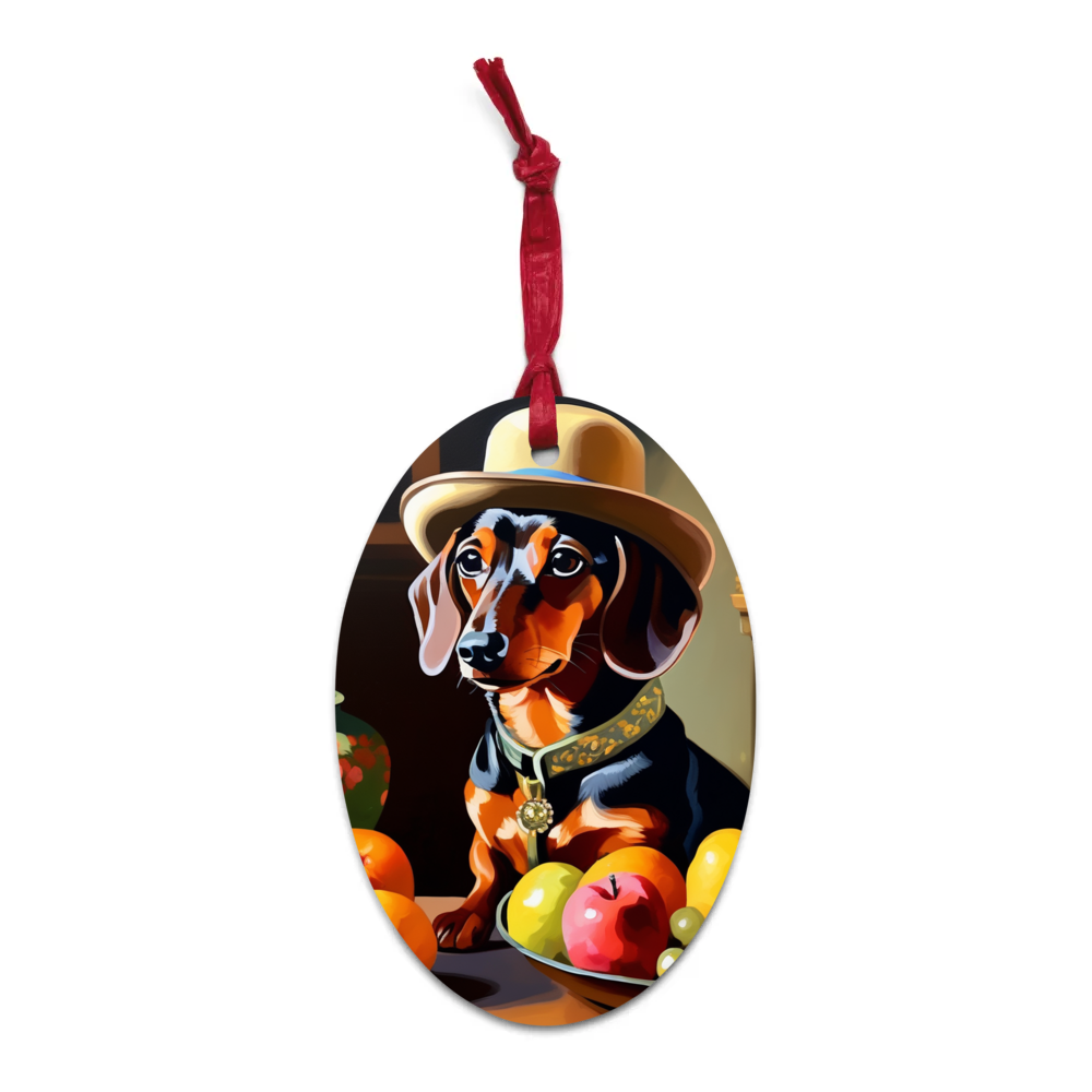 PugMug Custom Tan Dachshund Wooden Ornament