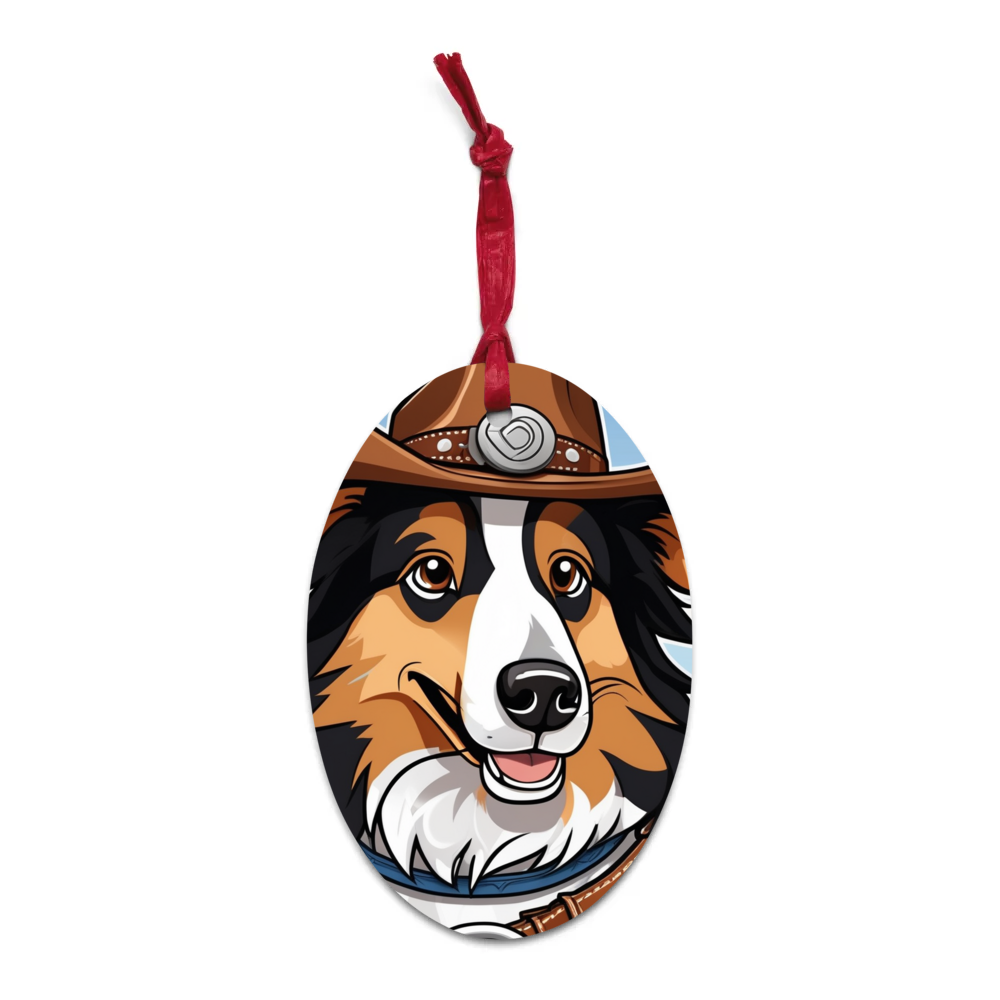 PugMug Custom Collie Wooden Ornament