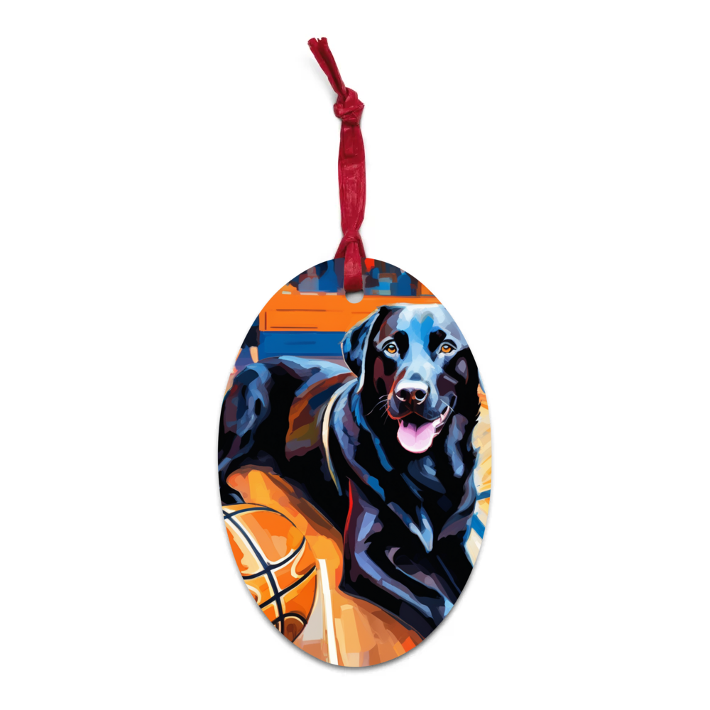 PugMug Custom Black Labrador Retriever Wooden Ornament