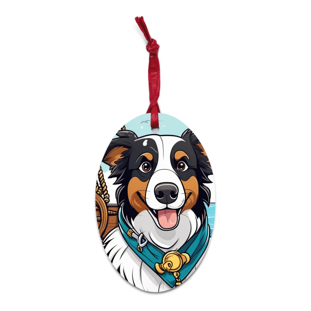 PugMug Custom Border Collie Wooden Ornament