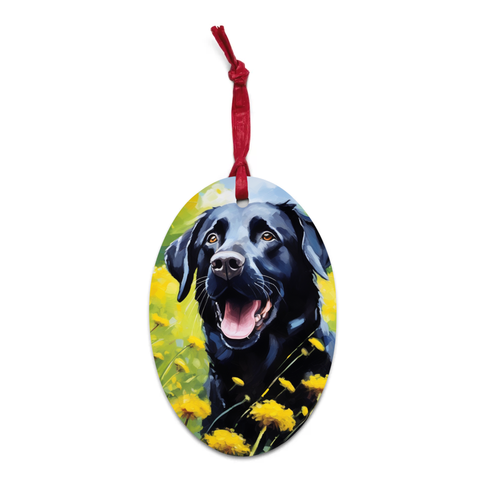 PugMug Custom Black Labrador Retriever Wooden Ornament