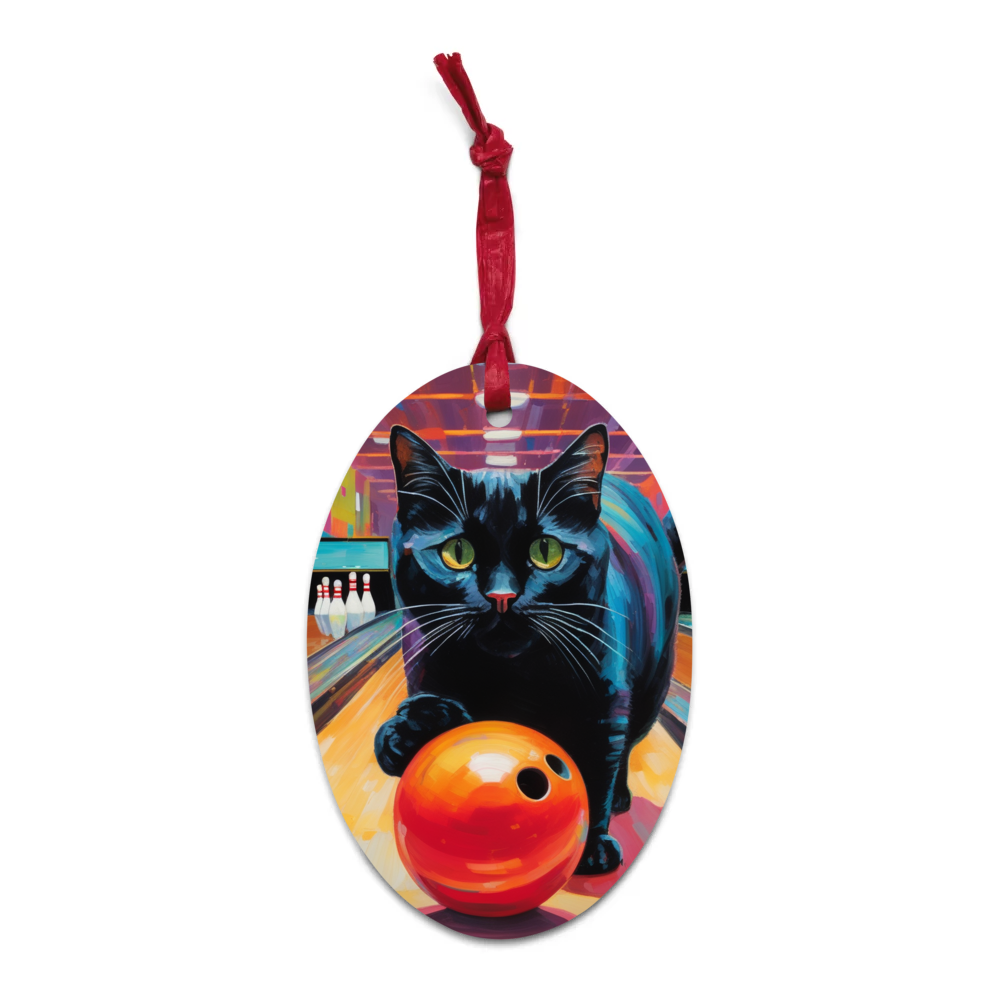 PugMug Custom Black Exotic Cat Wooden Ornament