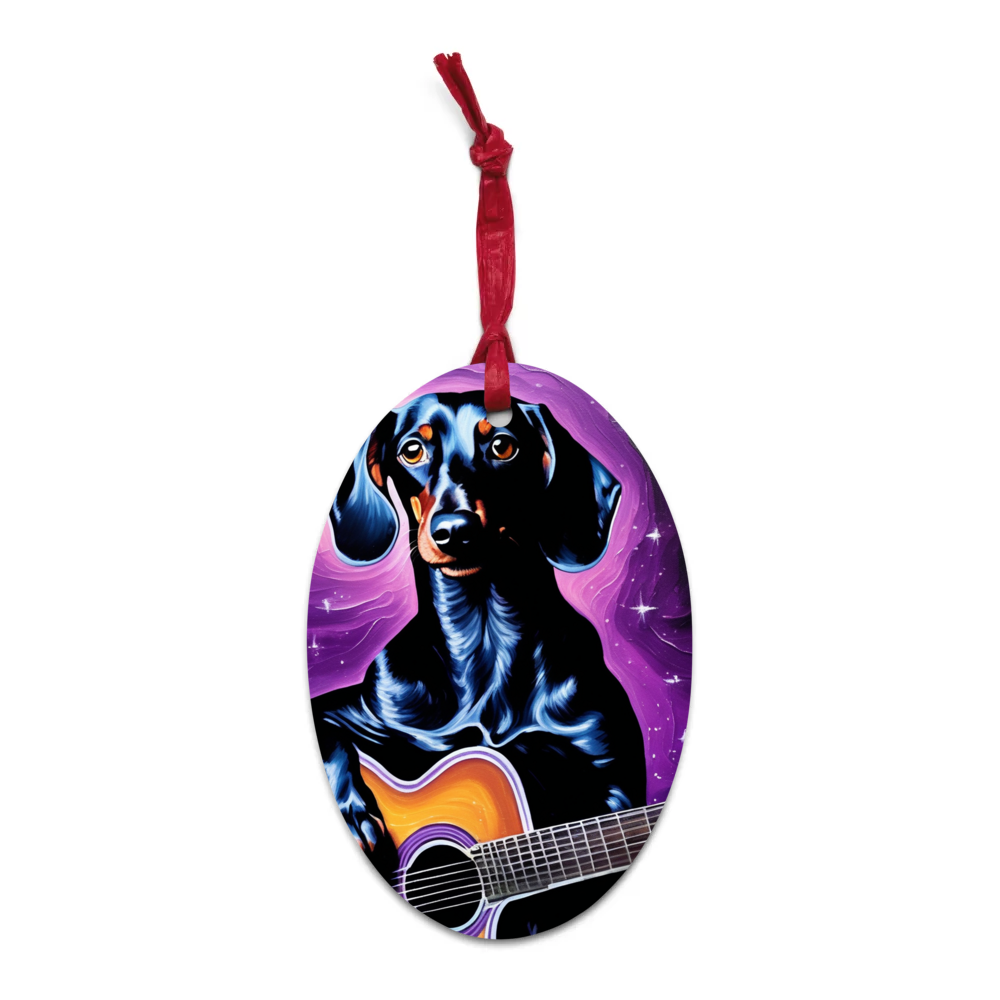 PugMug Custom Black Dachshund Wooden Ornament