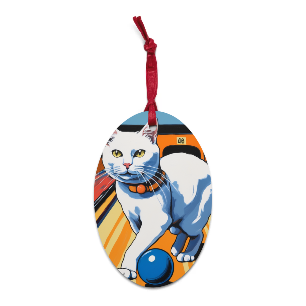 PugMug Custom White Companion Cat Wooden Ornament