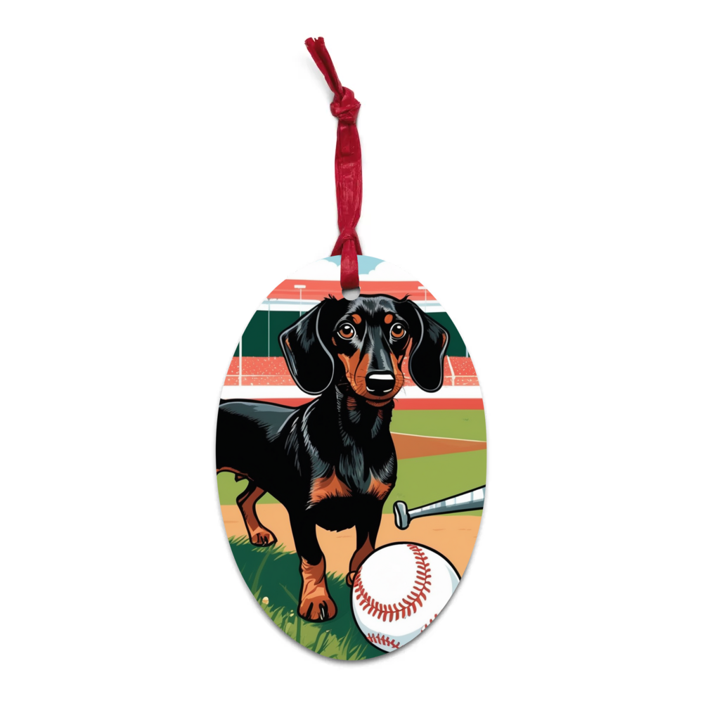 PugMug Custom Black Dachshund Wooden Ornament