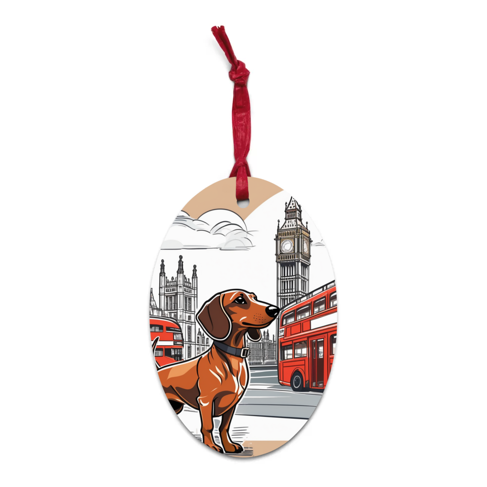 PugMug Custom Tan Dachshund Wooden Ornament