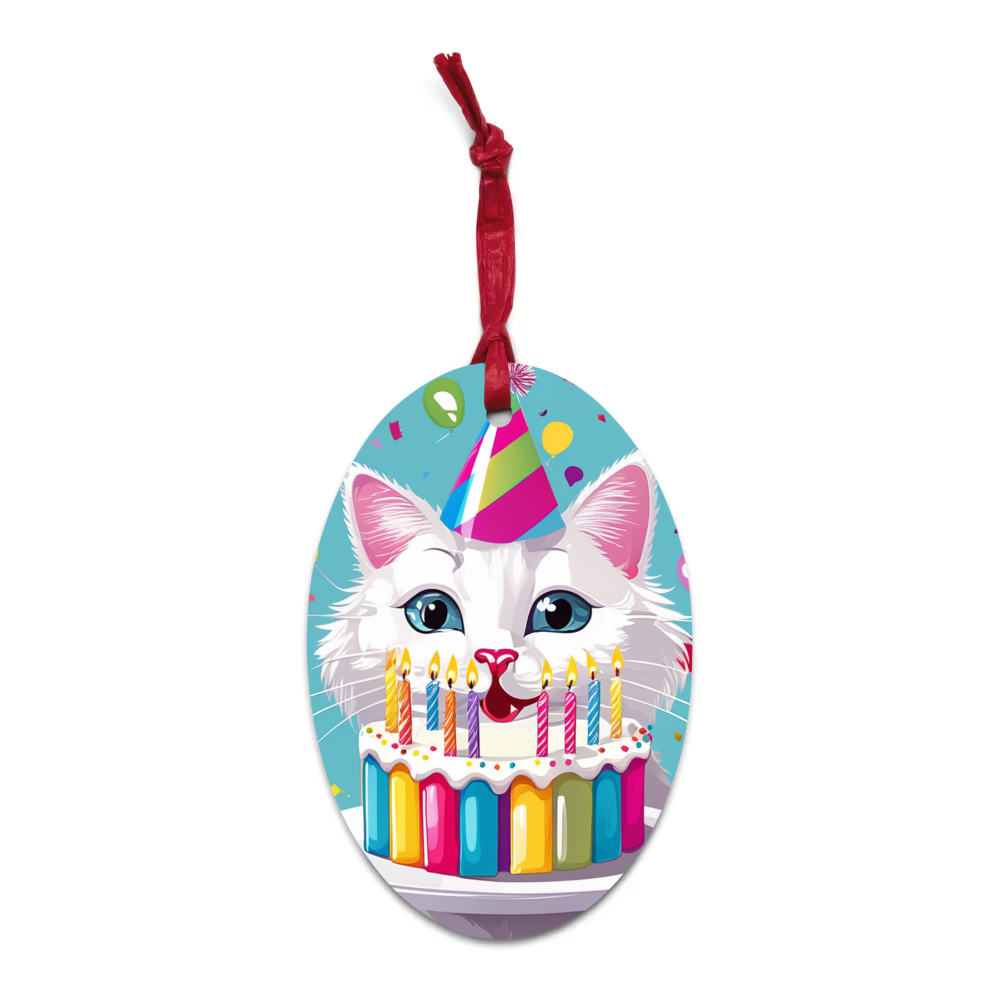 PugMug Custom White Companion Cat Wooden Ornament